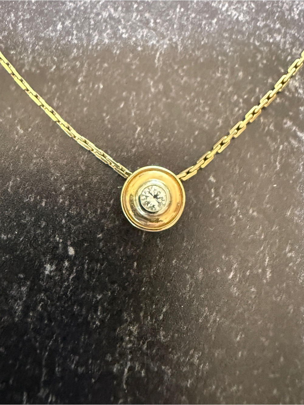 14K Yellow Gold Diamond Solitaire Round Slide Pendant on 20” Chain Necklace 6.2G
